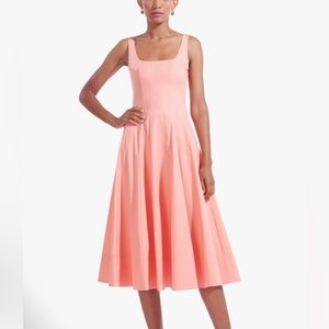 Staud wells midi dress grapefruit